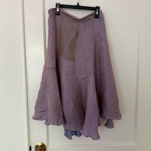 Vintage Lavender Patchwork Midi Skirt